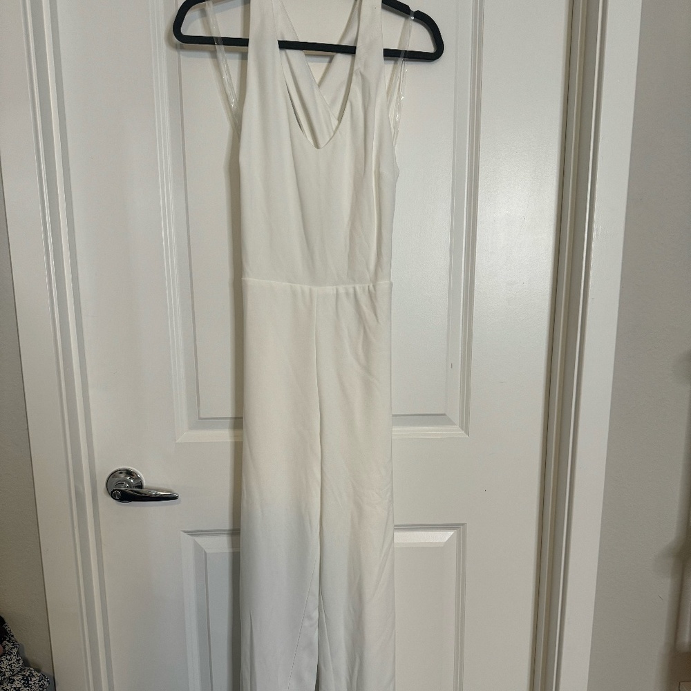 Wide Leg Backless White Jumpsuit